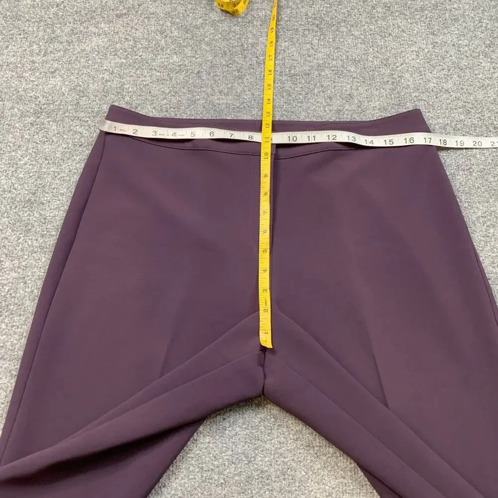 St John Pants Womens 10 Dark Purple Flat Front High Rise Zip Fly Trousers